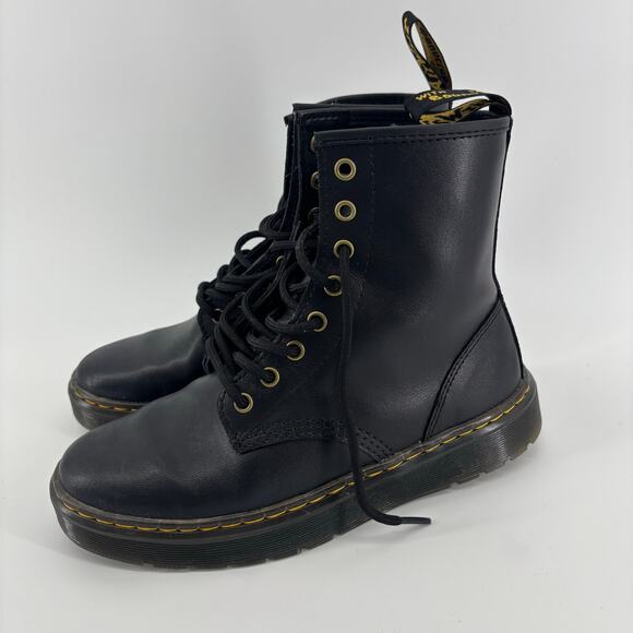 Doc Martens Zavala Black Leather Platform Combat Boots M7 W8 Goth Grunge main image 7